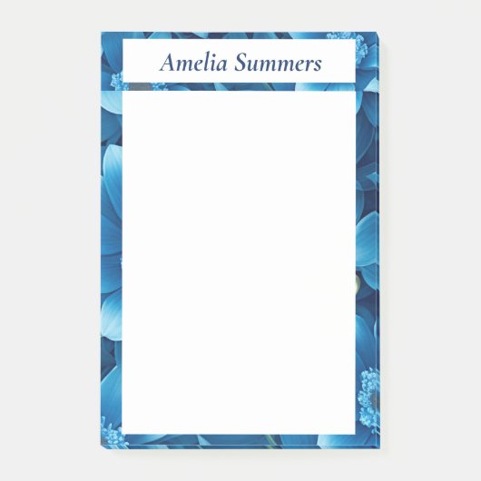 Post-it® Floral bleu personnalisé (Devant)