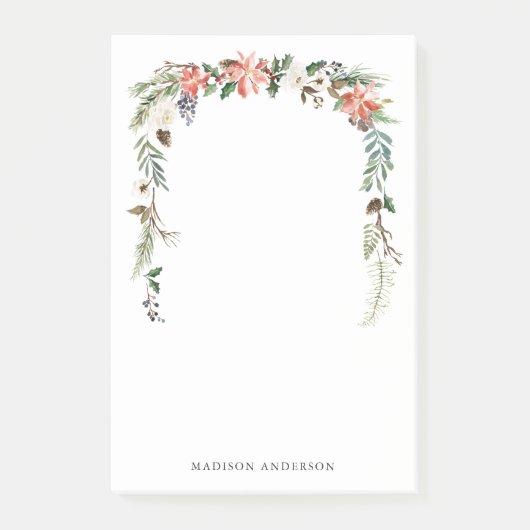 Post-it® Floral d'hiver | Vacances personnalisées (Devant)