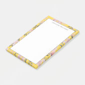 Post-it® Floral gris rose jaune joyeux avec nom (Incliné)