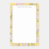 Post-it® Floral gris rose jaune joyeux avec nom (Devant)