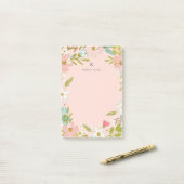 Post-it® Floral joyeux sur le rose (Sur un bureau)