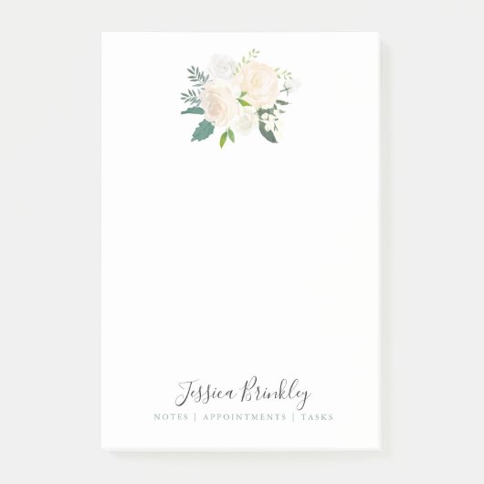 Post-it® Floral minimal blanc du bouquet | de rose (Devant)