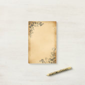 Post-it® Floral noir sur vieux parchemin (Sur un bureau)