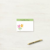 Post-it® Floral rose jaune personnalisé (Sur un bureau)