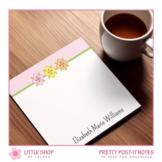Post-it® Floral rose pâle Personnalisé