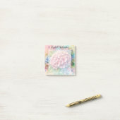 Post-it® Floral watercolor monogram pink hydrangea (Sur un bureau)