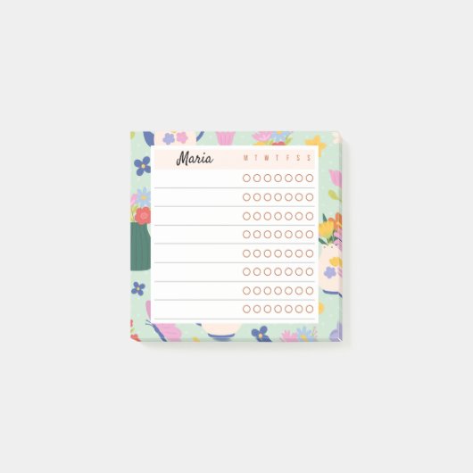 Post-it® Floral Weekly Planner – Blossom Time Sticky Notes (Devant)