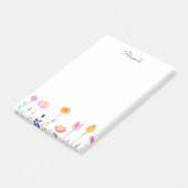 Post-it® Floraux d'aquarelle et nom du script (Incliné)