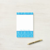 Post-it® Flore folk en bleu Notes personnalisées (Sur un bureau)