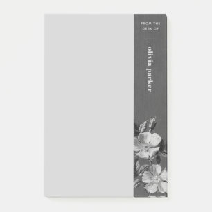 Post-it® Flore monochromatique grise Notes florales