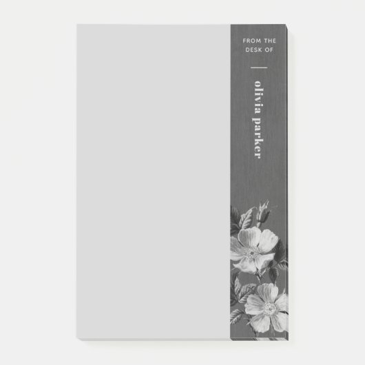 Post-it® Flore monochromatique grise Notes florales (Devant)