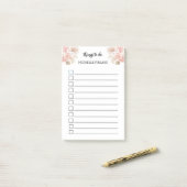 Post-it® Flore rose Boho personnalisée (Sur un bureau)