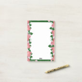 Post-it® Flore rose et verte personnalisée (Sur un bureau)