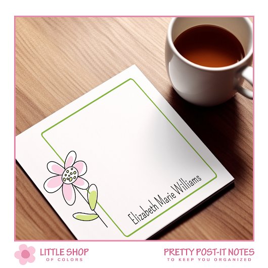 Post-it® Flore rose simple personnalisée