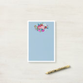 Post-it® Flores de saumons violets roses Monogrammes blancs (Sur un bureau)