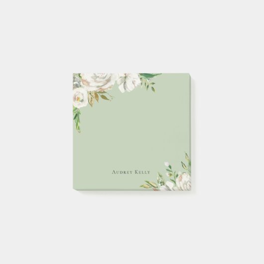 Post-it® Flores dorées Personnalisées Monogrammes (Devant)