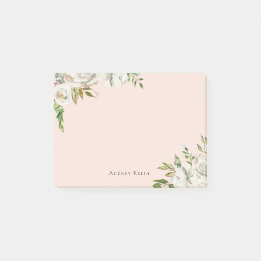 Post-it® Flores dorées Personnalisées Monogrammes (Devant)