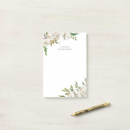 Post-it® Flores dorées Personnalisées Monogrammes (Sur un bureau)