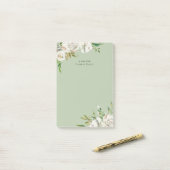 Post-it® Flores dorées Personnalisées Monogrammes (Sur un bureau)
