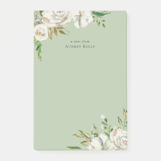 Post-it® Flores dorées Personnalisées Monogrammes (Devant)