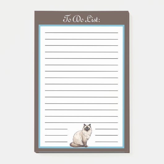 Post-it® Fluffy Balinese Cat To Do List (Devant)