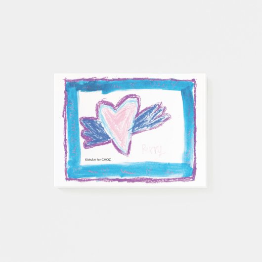 Post-it® Flying Heart - Dessin d'enfant pour le CHOC (Devant)