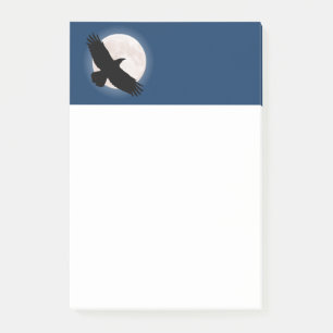 Post-it® Flying raven avec la lune derrière elle