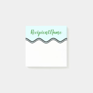 Post-it® Fond cyan clair élégant + Nom de Forest Green