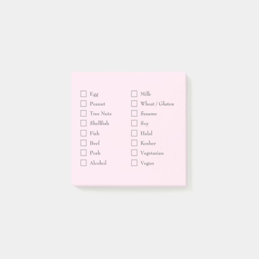 Post-it® Food Allergy Checklist Sticky Notes for Kitchen (Devant)