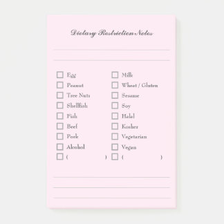 Post-it® Food Allergy Checklist Sticky Notes for Kitchen