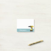 Post-it® Forage électrique avec nom personnalisé - bleu cla (Sur un bureau)