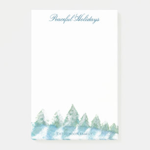 Post-it® Forêt hivernale paisible Noël aquarelle