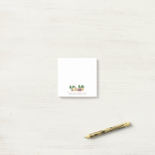 Post-it® Forêt rustique mignonne Bois Animaux Post-it Notes (Sur un bureau)