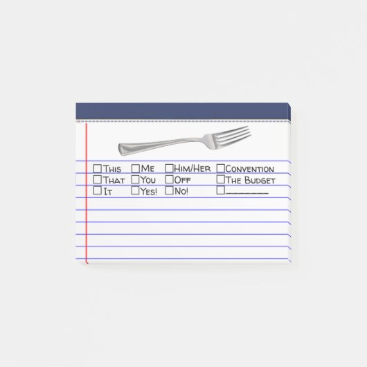 Post-it® Fork Drôle Options à choix multiples 4"X3" (Devant)