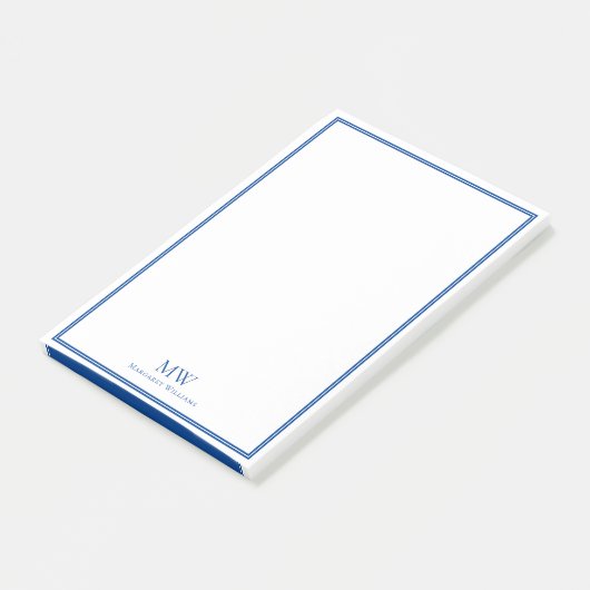 Post-it® Formel Elegant Bleu Bordure Nom Adresse (Incliné)