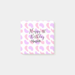 Post-it® Formes abstraites rose violet joyeux 1er anniversa