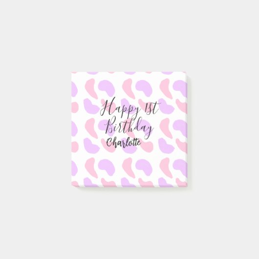 Post-it® Formes abstraites rose violet joyeux 1er anniversa (Devant)