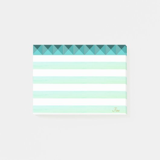 Post-it® Formes de pyramide de menthe verte & rayures (Devant)