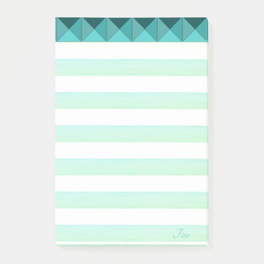 Post-it® Formes de pyramide de menthe verte & rayures (Devant)