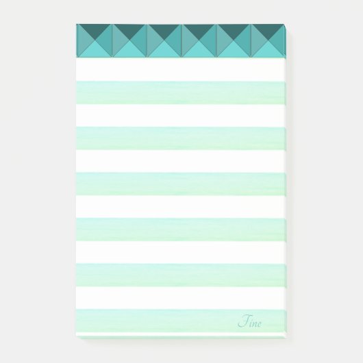 Post-it® Formes de pyramides à la menthe verte et rayures (Devant)