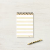 Post-it® Formes et rayures de pyramide Taupe Beige (Sur un bureau)