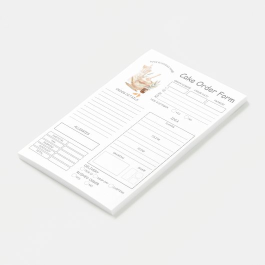 Post-it® Formulaire de commande de gâteau de boulangerie pe (Incliné)