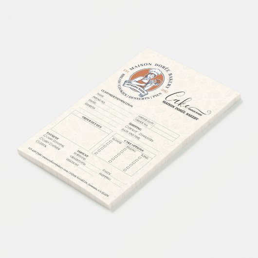 Post-it® Formulaire de commande pour pâtissier en boulanger (Incliné)