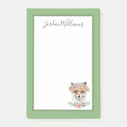 Post-it® Fox floral | ajoutent votre nom (Devant)
