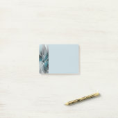 Post-it® Fractal Floral Moderne Abstrait Fleur Bleu Gris (Sur un bureau)