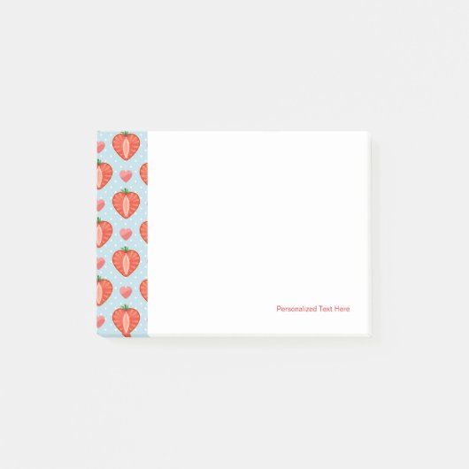 Post-it® Fraises de Coeur avec Pois Et Coeurs (Devant)