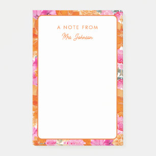 Post-it® Fresque rose Orange Floral A Note de l'enseignant 