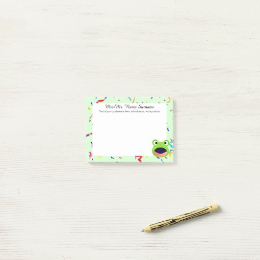 Post-it® Froggy Colorful Confetti (Sur un bureau)