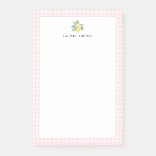 Post-it® Frontière à carreaux rose et citron personnalisée