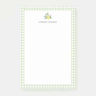 Post-it® Frontière à carreaux verts de citron personnalisée